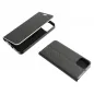 Apple iPhone 15 Pro Book Handytaschen LUNA Book Carbon Kohlenstoff-Faser, Elegant  Schwarz