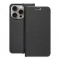 Apple iPhone 15 Pro Book Handytaschen LUNA Book Carbon Kohlenstoff-Faser, Elegant  Schwarz