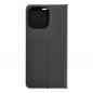 Apple iPhone 15 Pro Max Book Handytaschen LUNA Book Carbon Kohlenstoff-Faser, Elegant  Schwarz