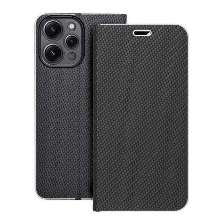XIAOMI Redmi 12 Book Handytaschen LUNA Book Carbon Kohlenstoff-Faser, Elegant  Schwarz