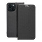 Apple iPhone 15 Book Handytaschen LUNA Book Carbon Kohlenstoff-Faser, Elegant  Schwarz