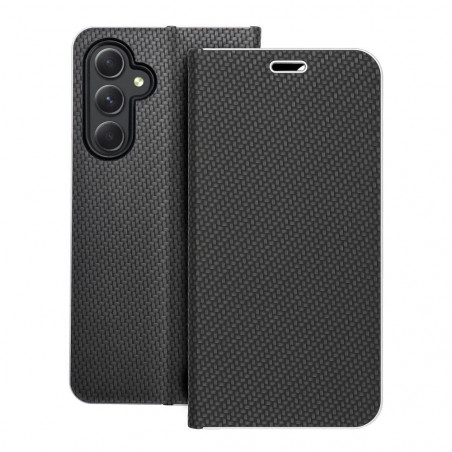 Samsung Galaxy A54 Book Handytaschen LUNA Book Carbon Kohlenstoff-Faser, Elegant  Schwarz
