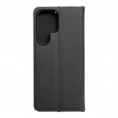 Samsung Galaxy S23 Ultra 5G Book Handytaschen LUNA Book Carbon Kohlenstoff-Faser, Elegant  Schwarz