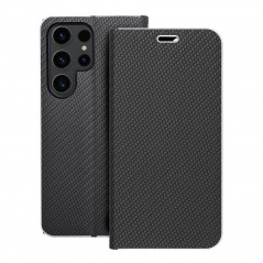 Samsung Galaxy S23 Ultra 5G Book Handytaschen LUNA Book Carbon Kohlenstoff-Faser, Elegant  Schwarz
