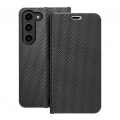 Samsung Galaxy S23 5G Book Handytaschen LUNA Book Carbon Kohlenstoff-Faser, Elegant  Schwarz