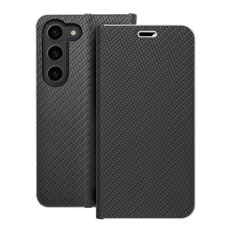 Samsung Galaxy S23 5G Book Handytaschen LUNA Book Carbon Kohlenstoff-Faser, Elegant  Schwarz