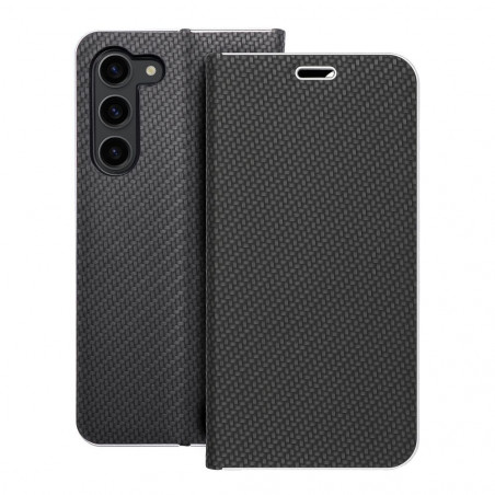 Samsung Galaxy S23 Plus 5G Book Handytaschen LUNA Book Carbon Kohlenstoff-Faser, Elegant  Schwarz