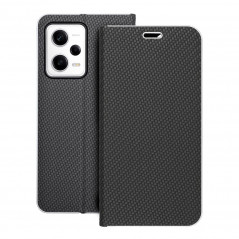 XIAOMI Redmi Note 12 Pro 5G Book Handytaschen LUNA Book Carbon Kohlenstoff-Faser, Elegant  Schwarz