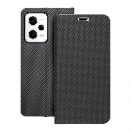 XIAOMI Redmi Note 12 Pro 5G Book Handytaschen LUNA Book Carbon Kohlenstoff-Faser, Elegant  Schwarz