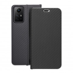 XIAOMI Redmi Note 12s Book Handytaschen LUNA Book Carbon Kohlenstoff-Faser, Elegant  Schwarz