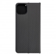 Apple iPhone 15 Plus Book Handytaschen LUNA Book Carbon Kohlenstoff-Faser, Elegant  Schwarz