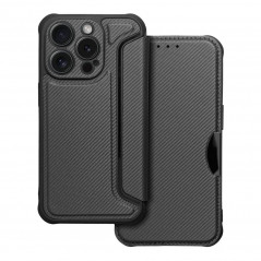 Apple iPhone 15 Pro Book Handytaschen Razor Book Kohlenstoff-Faser, Kohlenstoffmuster  Schwarz
