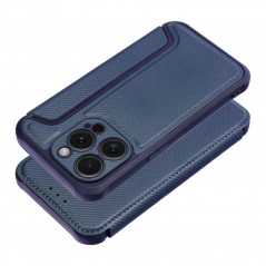 Apple iPhone 15 Pro Book Handytaschen Razor Book Kohlenstoff-Faser, Kohlenstoffmuster  Blau