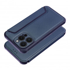 Apple iPhone 15 Pro Max Book Handytaschen Razor Book Kohlenstoff-Faser, Kohlenstoffmuster  Blau