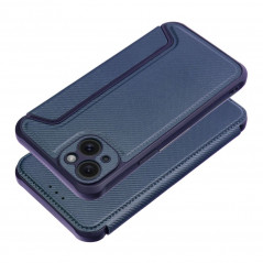 Apple iPhone 15 Plus Book Handytaschen Razor Book Kohlenstoff-Faser, Kohlenstoffmuster  Blau