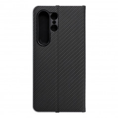 Samsung Galaxy S24 ULTRA Book Handytaschen LUNA Book Carbon Kohlenstoff-Faser, Elegant  Schwarz