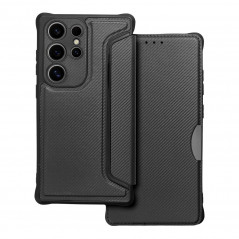Samsung Galaxy S24 ULTRA Book Handytaschen Razor Book Kohlenstoff-Faser, Kohlenstoffmuster  Schwarz