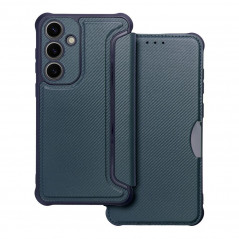 Samsung Galaxy S24 PLUS Book Handytaschen Razor Book Kohlenstoff-Faser, Kohlenstoffmuster  Blau