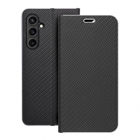 Samsung Galaxy S23 FE Book Handytaschen LUNA Book Carbon Kohlenstoff-Faser, Elegant  Schwarz