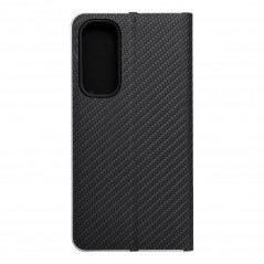 Samsung Galaxy A35 Book Handytaschen LUNA Book Carbon Kohlenstoff-Faser, Elegant  Schwarz