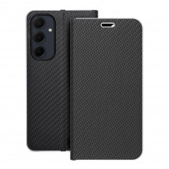 Samsung Galaxy A35 Book Handytaschen LUNA Book Carbon Kohlenstoff-Faser, Elegant  Schwarz