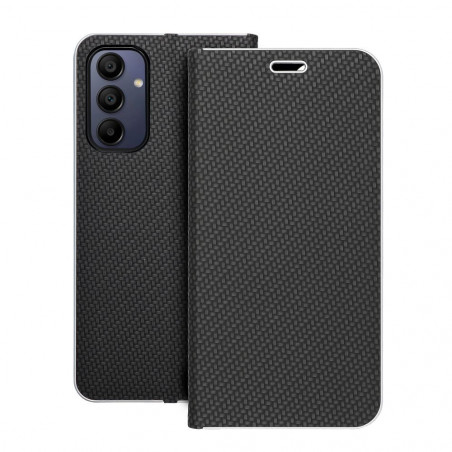Samsung Galaxy A15 5G Book Handytaschen LUNA Book Carbon Kohlenstoff-Faser, Elegant  Schwarz