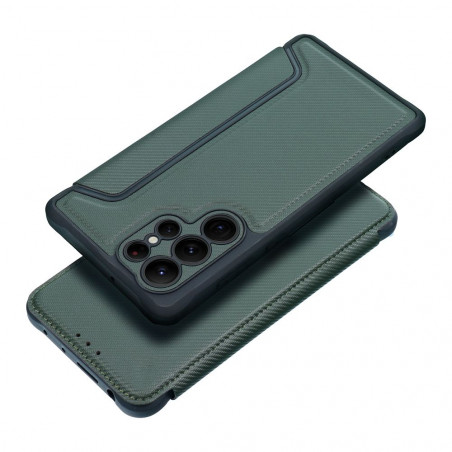 Samsung Galaxy A15 5G Book Handytaschen Razor Book Kohlenstoff-Faser, Kohlenstoffmuster  Dunkelgrün