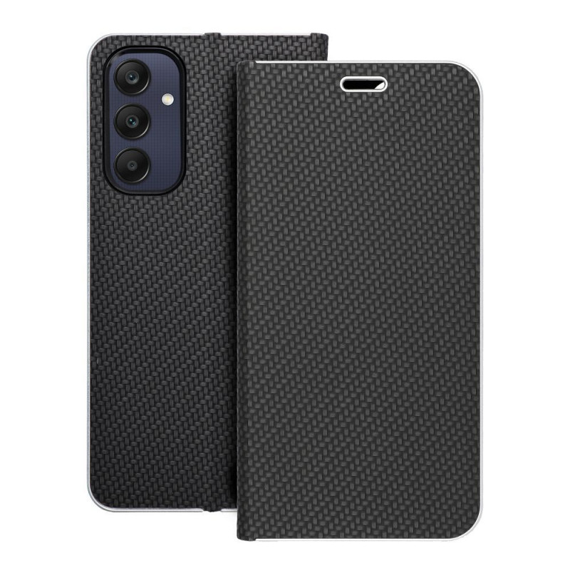 Samsung Galaxy A25 5G Book Handytaschen LUNA Book Carbon Kohlenstoff-Faser, Elegant  Schwarz