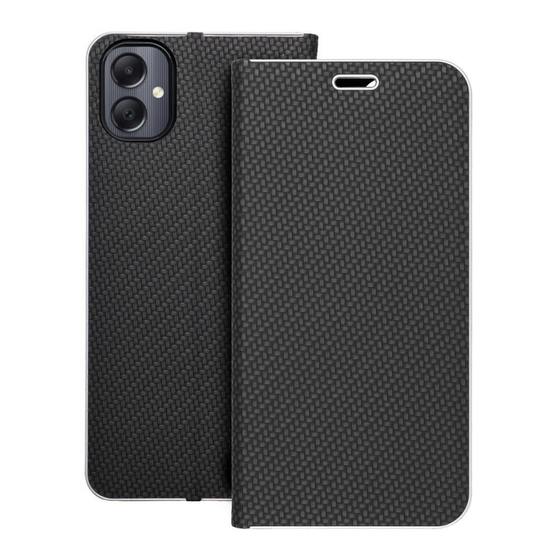 Samsung Galaxy A05 Book Handytaschen LUNA Book Carbon Kohlenstoff-Faser, Elegant  Schwarz