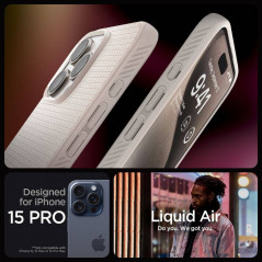Apple iPhone 15 Pro Max Hülle Spigen  Liquid Air Natürliches Titan