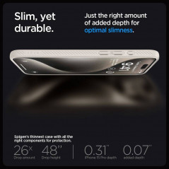 Apple iPhone 15 Pro Max Hülle Spigen  Liquid Air Natürliches Titan