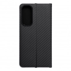 Samsung Galaxy A55 Book Handytaschen LUNA Book Carbon Kohlenstoff-Faser, Elegant  Schwarz