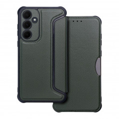 Samsung Galaxy A35 Book Handytaschen Razor Book Kohlenstoff-Faser, Kohlenstoffmuster  Dunkelgrün
