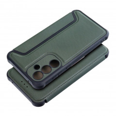 Samsung Galaxy A35 Book Handytaschen Razor Book Kohlenstoff-Faser, Kohlenstoffmuster  Dunkelgrün