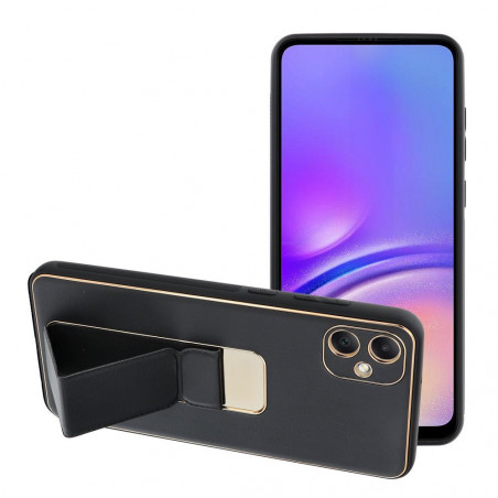 Samsung Galaxy A05 Hülle LEATHER Case Kickstand Schwarz