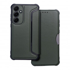 Samsung Galaxy A55 Book Handytaschen Razor Book Kohlenstoff-Faser, Kohlenstoffmuster  Dunkelgrün