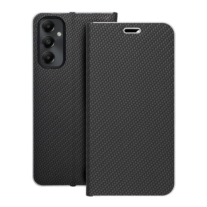 Samsung Galaxy A05s Book Handytaschen LUNA Book Carbon Kohlenstoff-Faser, Elegant  Schwarz