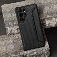 Samsung Galaxy A05s Book Handytaschen Razor Book Kohlenstoff-Faser, Kohlenstoffmuster  Schwarz