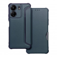 XIAOMI Redmi 13C Book Handytaschen Razor Book Kohlenstoff-Faser, Kohlenstoffmuster  Blau