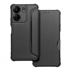 XIAOMI Redmi 13C Book Handytaschen Razor Book Kohlenstoff-Faser, Kohlenstoffmuster  Schwarz