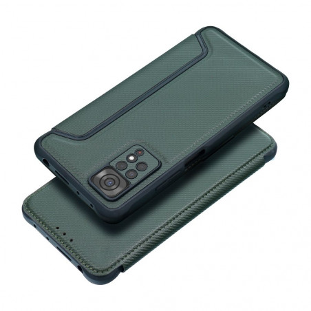 XIAOMI Redmi Note 13 5G Book Handytaschen Razor Book Kohlenstoff-Faser, Kohlenstoffmuster  Dunkelgrün
