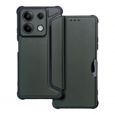 XIAOMI Redmi Note 13 5G Book Handytaschen Razor Book Kohlenstoff-Faser, Kohlenstoffmuster  Dunkelgrün