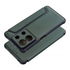 XIAOMI Redmi Note 13 5G Book Handytaschen Razor Book Kohlenstoff-Faser, Kohlenstoffmuster  Dunkelgrün