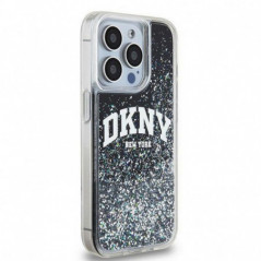 Apple iPhone 14 Pro Hülle DKNY Liquid Glitters Arch Logo Schwarz