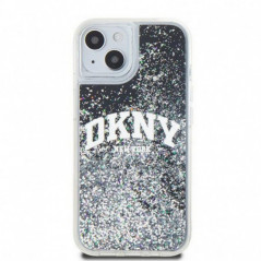 Apple iPhone 15 Plus Hülle DKNY Liquid Glitters Arch Logo Schwarz