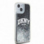 Apple iPhone 15 Plus Hülle DKNY Liquid Glitters Arch Logo Schwarz