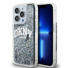 Apple iPhone 15 Pro Hülle DKNY Liquid Glitters Arch Logo Schwarz
