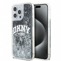 Apple iPhone 15 Pro Max Hülle DKNY Liquid Glitters Arch Logo Schwarz