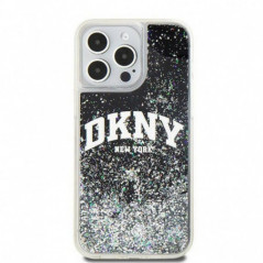 Apple iPhone 15 Pro Max Hülle DKNY Liquid Glitters Arch Logo Schwarz