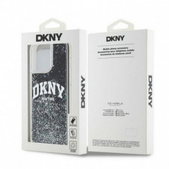 Apple iPhone 15 Pro Max Hülle DKNY Liquid Glitters Arch Logo Schwarz